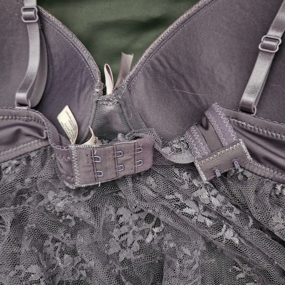 La Vie en Rose Elegant Lace Babydoll Lingerie in Purple LavenderPadded Hook Sz L - Picture 7 of 13
